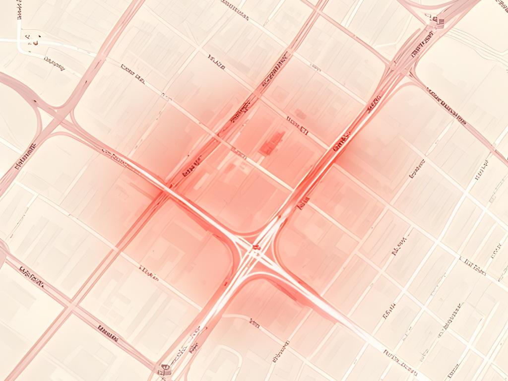 Stylised Pittsburgh street map view with highlighted 40th Street and nearby blocks in a warm pink-toned palette